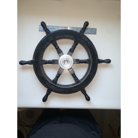 Deluxe Class 16.5” Wood and Chrome Decorative Pirate Ship Steering Wheel - Picture 1 of 5